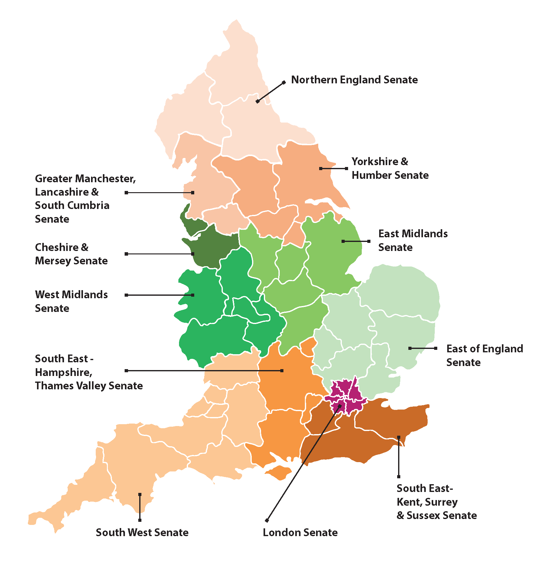 New Senate Map v1 Map of Clinical Senates in England