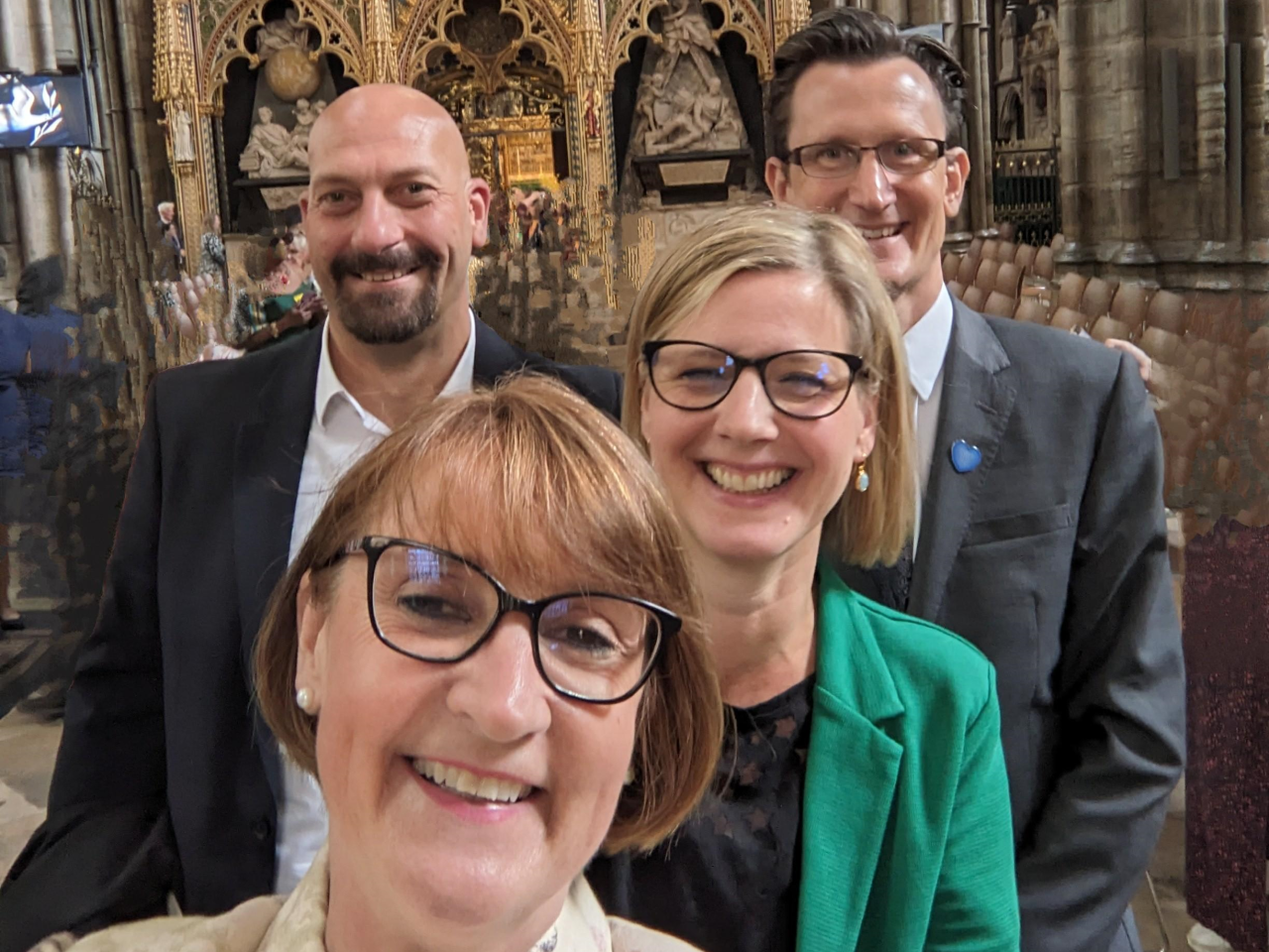 Emily Steward with colleagues at birthday Service at Westminster Abbey