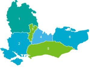 Map showing areas managed by South East Clinical Senate